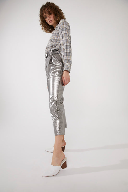 Silver Leather Trousers