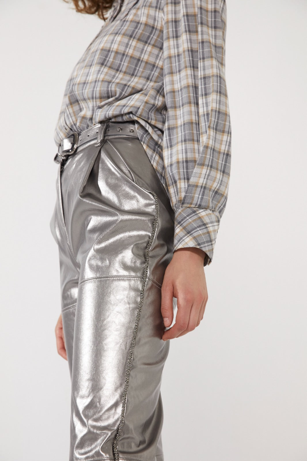 Silver Leather Trousers